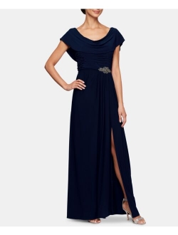 Women's Long Cowl Neck A-line Dress