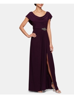 Women's Long Cowl Neck A-line Dress