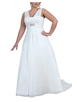 SlenyuBridal Plus Size Wedding Gown Strap Chiffon 2020 Wedding Dresses for Women