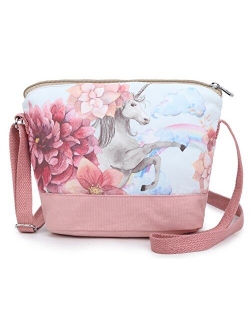 Crest Design Whimsical Canvas Cross-body Shoulder Bag for Girls and Teenagers