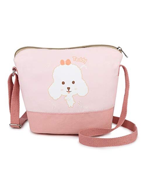 Crest Design Whimsical Canvas Cross-body Shoulder Bag for Girls and Teenagers