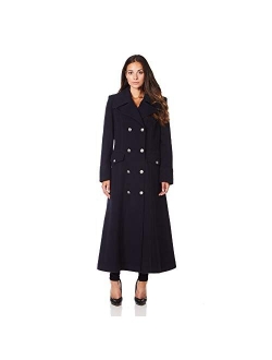 De La Creme Womens Long Military Wool Cashmere Winter Coat