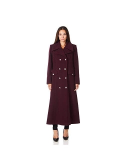 De La Creme Womens Long Military Wool Cashmere Winter Coat