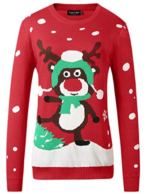 Camii Mia Women's Xmas Party Crew Neck Pullover Ugly Christmas Sweater