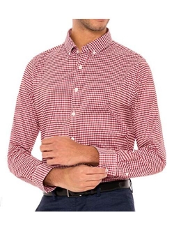 Dry Fit Button Down Shirts for Men - Performance Slim Fit Casual Shirts - Plaid