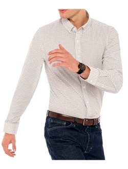 Dry Fit Button Down Shirts for Men - Performance Slim Fit Casual Shirts - Plaid