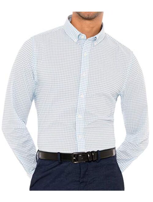 Dry Fit Button Down Shirts for Men - Performance Slim Fit Casual Shirts - Plaid