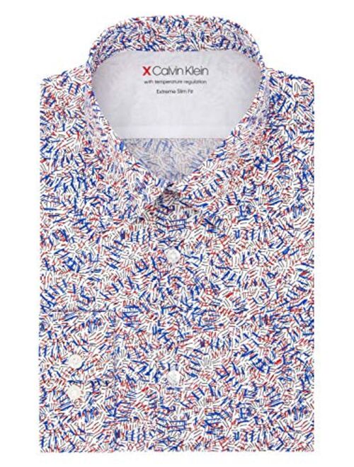 Calvin Klein Men's Dress Shirt Xtreme Slim Fit-Thermal Stretch Print