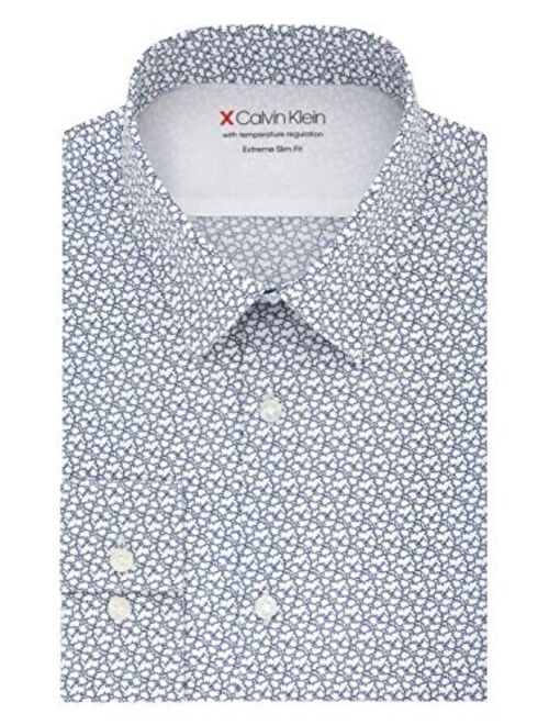 Calvin Klein Men's Dress Shirt Xtreme Slim Fit-Thermal Stretch Print