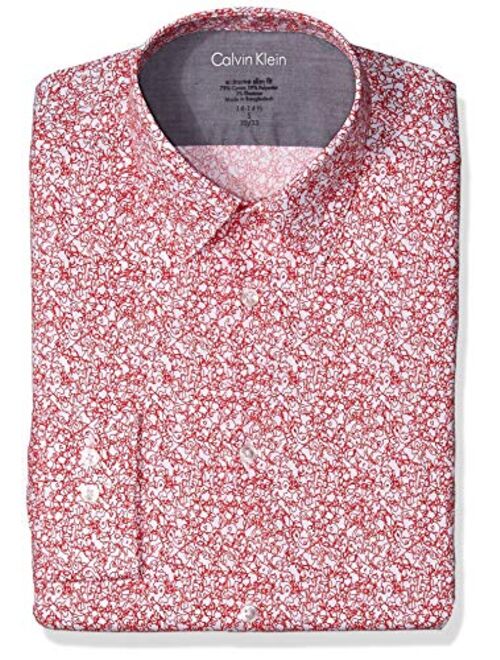 Calvin Klein Men's Dress Shirt Xtreme Slim Fit-Thermal Stretch Print