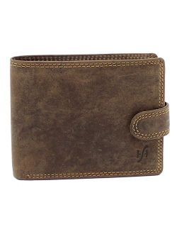 StarHide Men's Brown Distressed Hunter Leather Notecase Wallet - Coins & ID Card Holder - Gift Boxed - 710 (Brown)