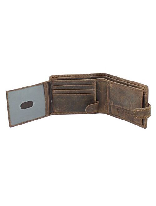 StarHide Men's Brown Distressed Hunter Leather Notecase Wallet - Coins & ID Card Holder - Gift Boxed - 710 (Brown)