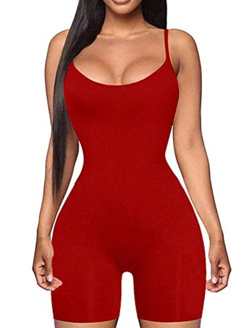 LCNBA Sexy Spaghetti Strap Romper Sleeveless One Piece Bodycon Romper Short Jumpsuit