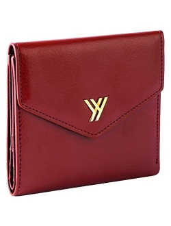 YBONNE Slim Wallet for Women, RFID Blocking Genuine Leather Small Compact Bifold Mini Envelope Pocket Purse Card Holder