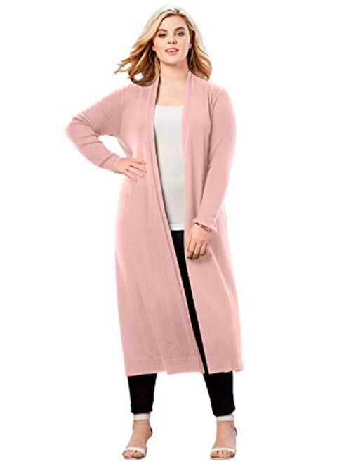 Roamans Women's Plus Size Fine Gauge Duster Cardigan with Shawl Collar