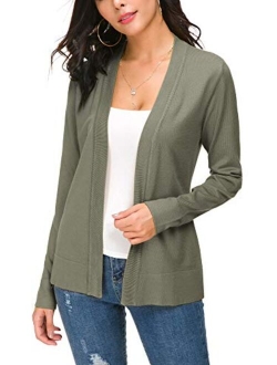 Women's Knit Cardigan Open Front Sweater Coat Long Sleeve