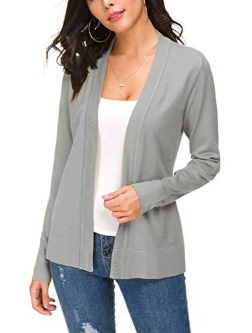 Women's Knit Cardigan Open Front Sweater Coat Long Sleeve