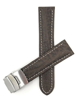 20mm to 24mm Genuine Leather Watch Band Strap with Deployment Clasp Buckle, Comes in Black and Brown