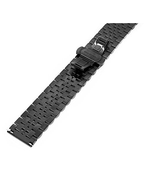 Kai Tian 6 Colors for Flexible Watch Strap Polished 7 Rows 20mm 22mm Stainless Steel Watch Band Quick Release Metal Watch Bracelet Deployment Clasp(Black,Silver,Blue,Gold