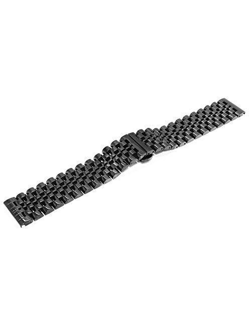 Kai Tian 6 Colors for Flexible Watch Strap Polished 7 Rows 20mm 22mm Stainless Steel Watch Band Quick Release Metal Watch Bracelet Deployment Clasp(Black,Silver,Blue,Gold