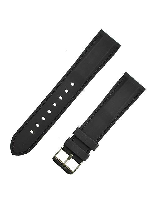 Benchmark Basics Silicone Watch Band - Quick Release Strap with Stitching - 18, 20, 22 & 24mm - 4 Colors