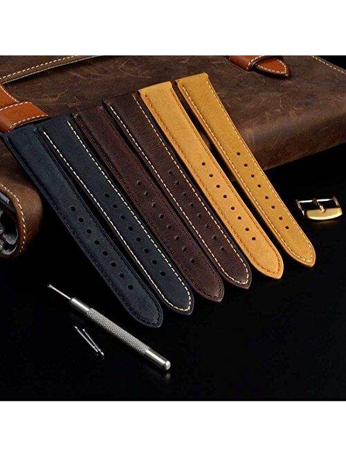 WOCCI Watch Band 14mm 16mm 18mm 19mm 20mm 21mm 22mm 23mm 24mm - Vintage Leather Watch Strap,Choice of Color and Width