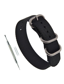 MZBUTIQ Men's Watch Band Strap Replacement 3 Rings (18mm 19mm 20mm 21mm 22mm 23mm 24mm)