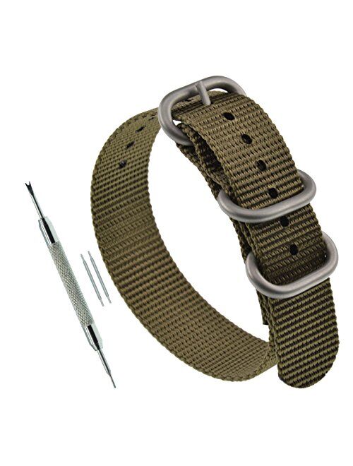 MZBUTIQ Men's Watch Band Strap Replacement 3 Rings (18mm 19mm 20mm 21mm 22mm 23mm 24mm)