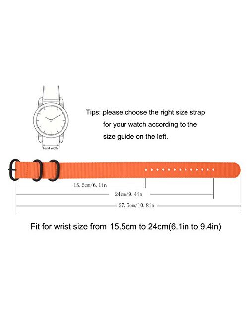 MZBUTIQ Men's Watch Band Strap Replacement 3 Rings (18mm 19mm 20mm 21mm 22mm 23mm 24mm)