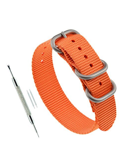 MZBUTIQ Men's Watch Band Strap Replacement 3 Rings (18mm 19mm 20mm 21mm 22mm 23mm 24mm)