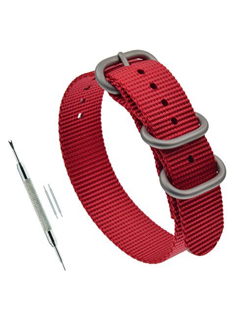 MZBUTIQ Men's Watch Band Strap Replacement 3 Rings (18mm 19mm 20mm 21mm 22mm 23mm 24mm)