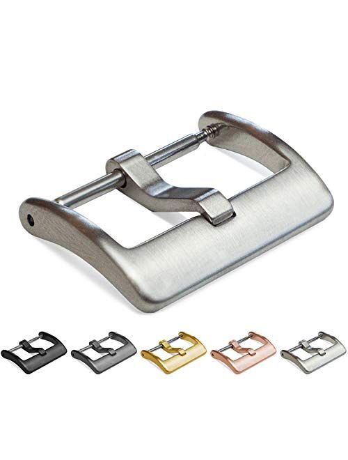 Barton Elite Watch Band Replacement Buckle - Brushed 316L Stainless Steel - 16mm, 18mm, 20mm, 22mm & 24mm