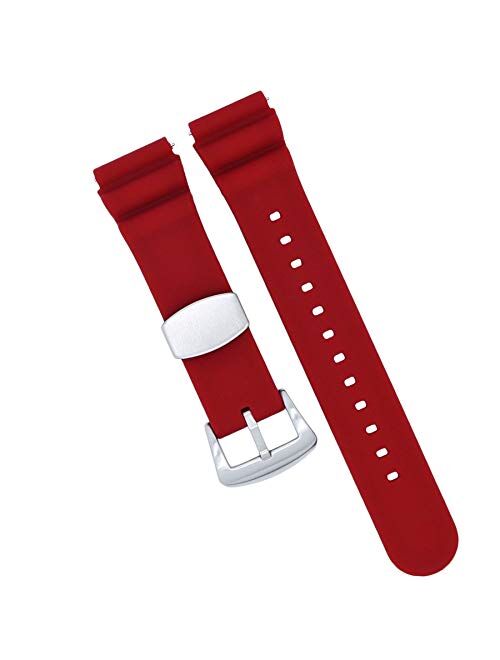 Seiko MOD 18mm 20mm 22mm Watch Band - Quick Release - Soft Silicone Replacement Watch Straps - Color Variations - for Men and Women