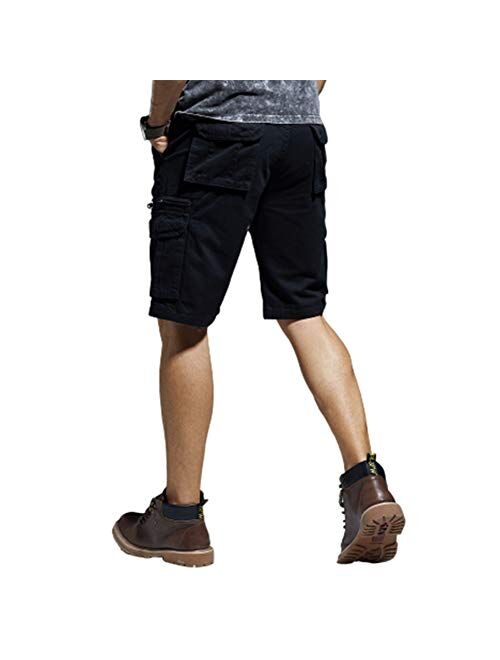 qingduomao Men's Premium Twill Cargo Shorts 13-Inch Relaxed-Fit Multi-Pocket Casual Short