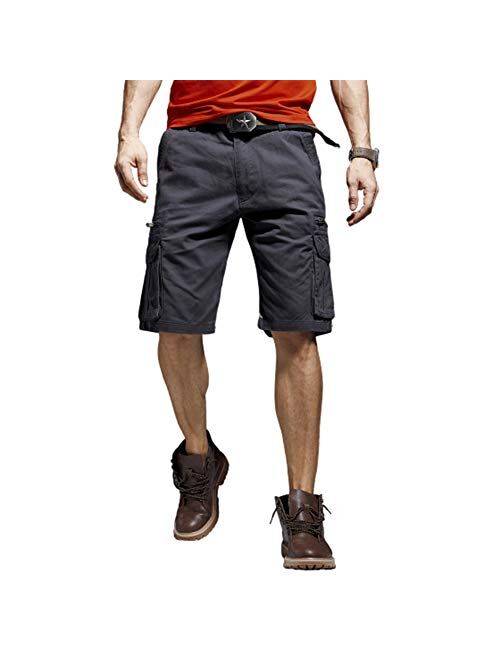 qingduomao Men's Premium Twill Cargo Shorts 13-Inch Relaxed-Fit Multi-Pocket Casual Short