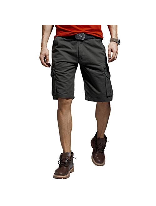 qingduomao Men's Premium Twill Cargo Shorts 13-Inch Relaxed-Fit Multi-Pocket Casual Short