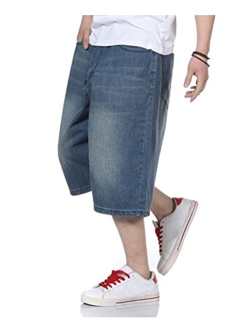 Mens Jean Shorts Relaxed Fit Denim Short Jeans Classic Plain Casual Plus Size 30W-46W