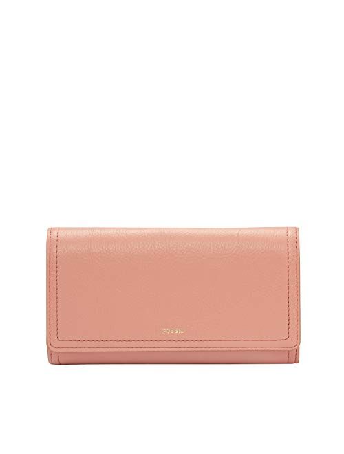 Fossil Women's Logan RFID-Blocking Leather Flap Clutch Wallet