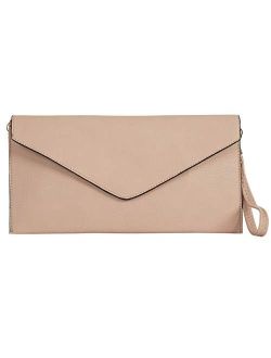 Mabel Women's Wristlets Clutch Bag - Envelope Purse - Faux Leather with Fabric Lining - Idea Prom Bag - PIPER