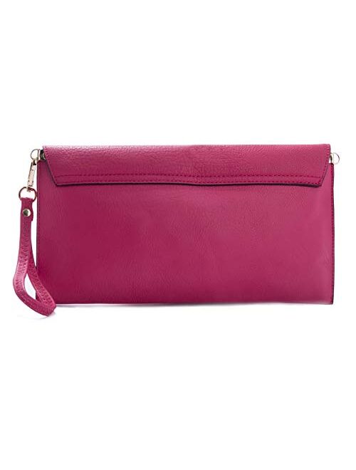 Mabel Women's Wristlets Clutch Bag - Envelope Purse - Faux Leather with Fabric Lining - Idea Prom Bag - PIPER