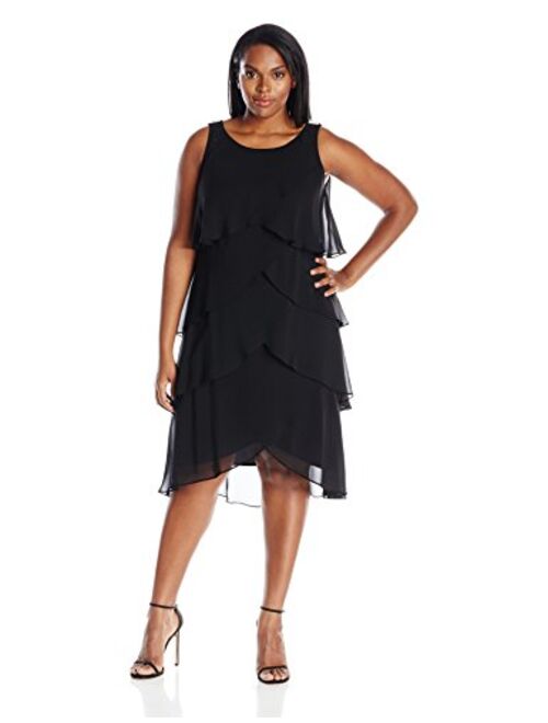 S.L. Fashions Women's Plus-Size Multi-Tier Dress