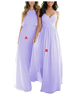 Nicefashion Women's Empire A Line Chiffon Bridesmaid Dresses Long Open Back Formal Prom Gown