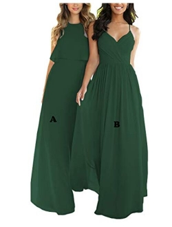 Nicefashion Women's Empire A Line Chiffon Bridesmaid Dresses Long Open Back Formal Prom Gown