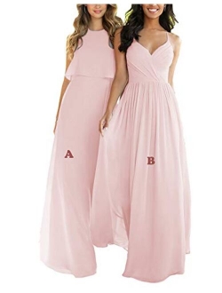 Nicefashion Women's Empire A Line Chiffon Bridesmaid Dresses Long Open Back Formal Prom Gown