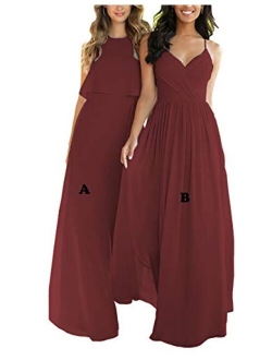 Nicefashion Women's Empire A Line Chiffon Bridesmaid Dresses Long Open Back Formal Prom Gown