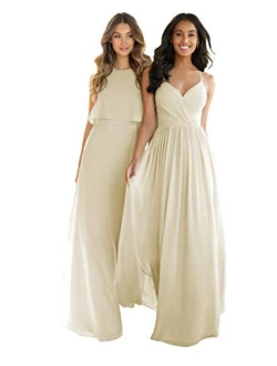 Nicefashion Women's Empire A Line Chiffon Bridesmaid Dresses Long Open Back Formal Prom Gown