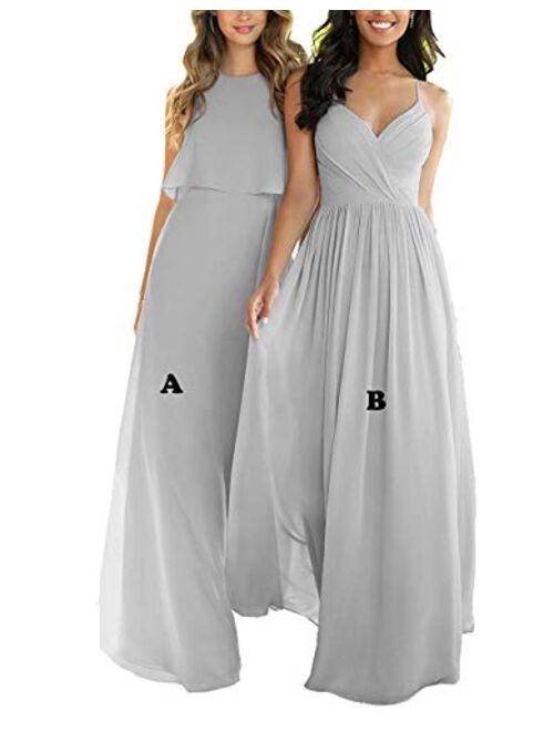 Nicefashion Women's Empire A Line Chiffon Bridesmaid Dresses Long Open Back Formal Prom Gown