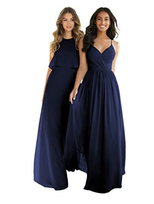 Nicefashion Women's Empire A Line Chiffon Bridesmaid Dresses Long Open Back Formal Prom Gown