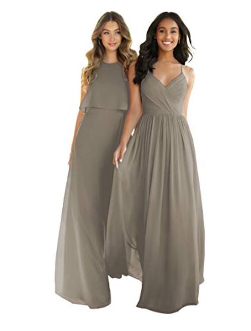 Nicefashion Women's Empire A Line Chiffon Bridesmaid Dresses Long Open Back Formal Prom Gown