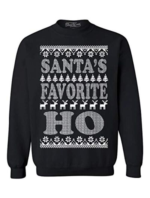 shop4ever Santa's Favorite Ho Crewnecks Ugly Christmas Sweatshirts